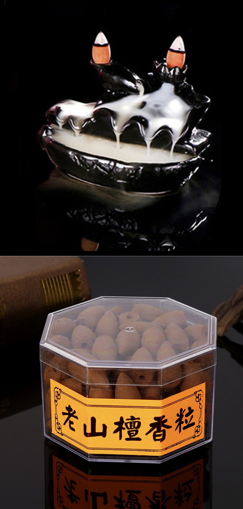 Sage Octagonal Plastic Box Laoshan Sandalwood Tablets